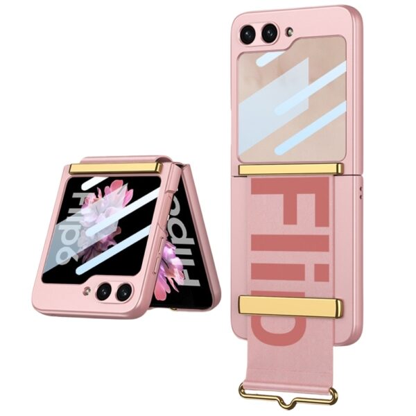 Lunso Samsung Galaxy Z Flip 7 FE / Z Flip6 backcover hoesje met Polsband - Lichtroze