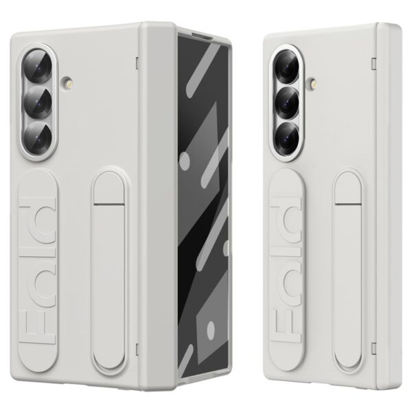 Lunso Samsung Galaxy Z Fold 7 backcover hoes met Kickstand & Polsband - Beige