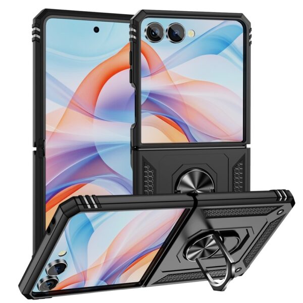 Lunso Samsung Galaxy Z Flip 7 - Armor backcover hoes met ringhouder - Zwart
