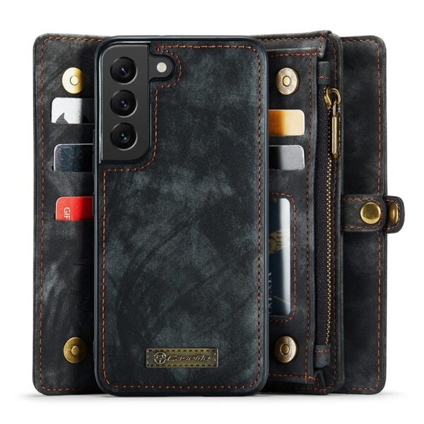 Caseme Samsung Galaxy S22 Plus hoes - Vintage 2 in 1 portemonnee - Zwart