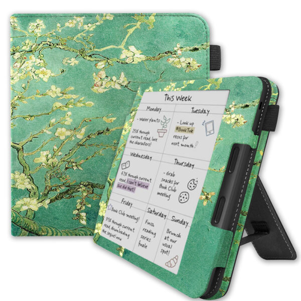 Lunso Kobo Libra Colour hoes (7 inch) - Luxe Stand sleepcover - Van Gogh Amandelbloesem