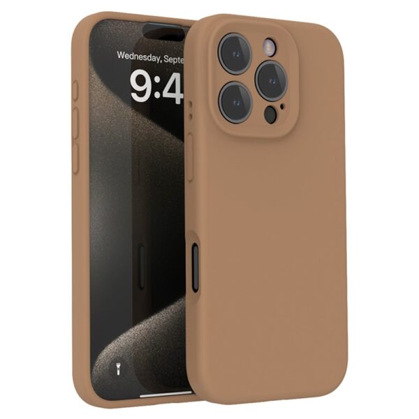 Lunso iPhone 16 Pro hoesje - Flexibel siliconen Backcover - Bruin
