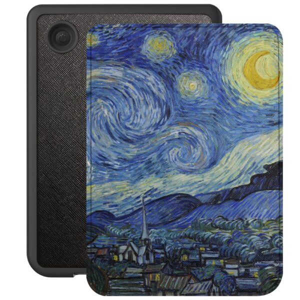 Lunso Kobo Clara BW / Clara Colour hoes (6 inch) - Vegan Saffiano Leren sleepcover - Van Gogh Sterrennacht