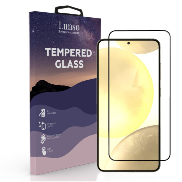 Lunso Samsung Galaxy S24 Plus Gehard Beschermglas - Full Cover Screenprotector - Black Edge