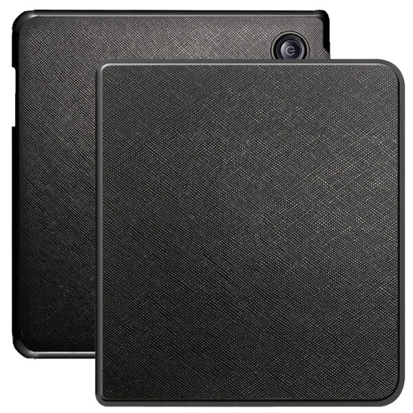 Lunso Kobo Libra Colour hoes (7 inch) - Vegan Saffiano Leren sleepcover - Zwart