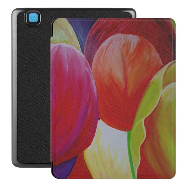 Lunso - Kobo Aura H20 Edition 2 hoes (6.8 inch) - Vegan Saffiano Leren sleep cover - Tulpen