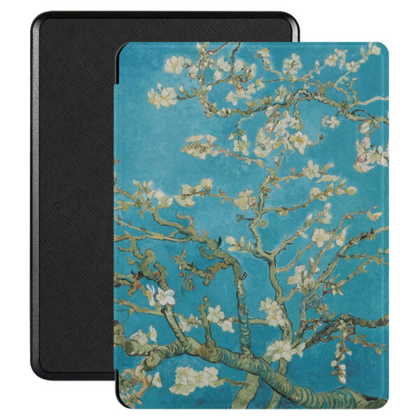 Lunso - Kobo Glo / Glo HD / Touch 2.0 hoes (6 inch) - Vegan Saffiano Leren sleep cover - Van Gogh Amandelbloesem