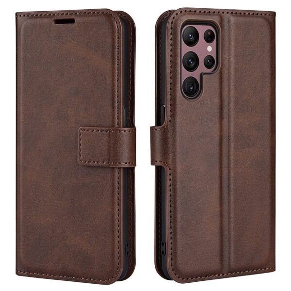 Lunso - Samsung Galaxy S23 Ultra - cover bookcase hoes - Coffee