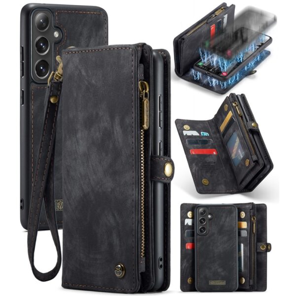 Caseme Samsung Galaxy S24 Plus hoes - Vintage 2 in 1 portemonnee - Zwart