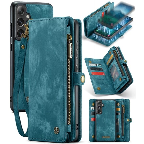 Caseme Samsung Galaxy S24 Plus hoes - Vintage 2 in 1 portemonnee - Lichtblauw