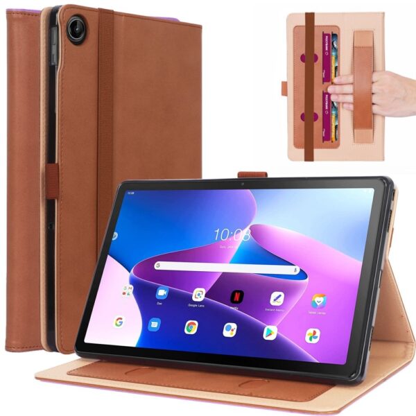 Lunso - Lenovo Tab M10 Plus Gen 3 (3e generatie) - Luxe Bookcase hoes - Bruin