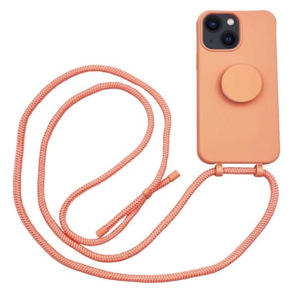 Høyde - iPhone 13 - Telefoonhoes met koord + Socket houder - Oranje