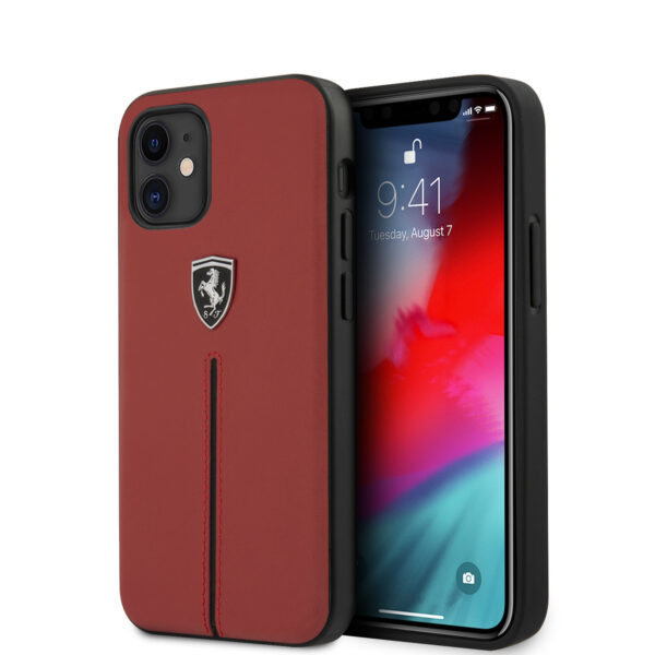 Ferrari Scuderia - Lederen backcover hoes - iPhone 12 Mini - Rood