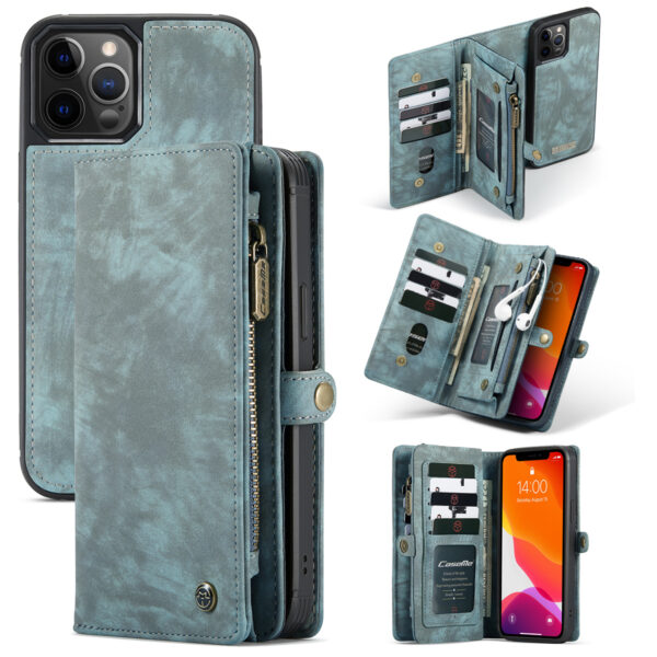Caseme - vintage 2 in 1 portemonnee hoes - iPhone 12 / iPhone 12 Pro - Blauw