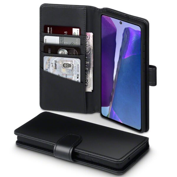 Qubits - luxe echt lederen wallet hoes - Samsung Galaxy Note 20 - Zwart