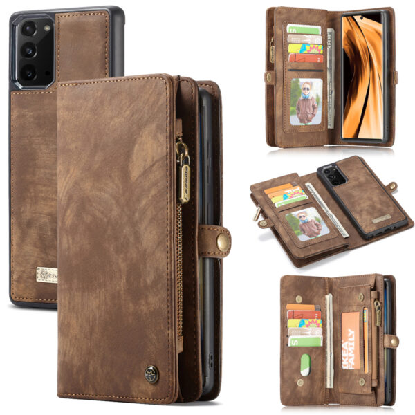 Caseme - vintage 2 in 1 portemonnee hoes - Samsung Galaxy Note 20 - Bruin