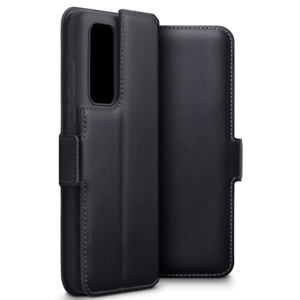 Qubits - lederen slim folio wallet hoes - Huawei P40 - Zwart