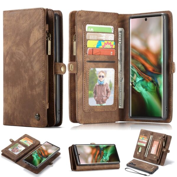 Caseme - vintage 2 in 1 portemonnee hoes - Samsung Galaxy Note 10 - Bruin