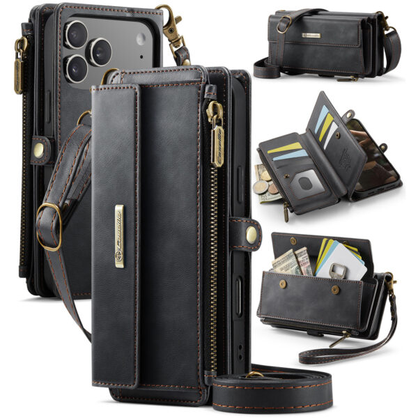 Caseme iPhone 17 Pro hoesje - portemonnee tasje - Zwart