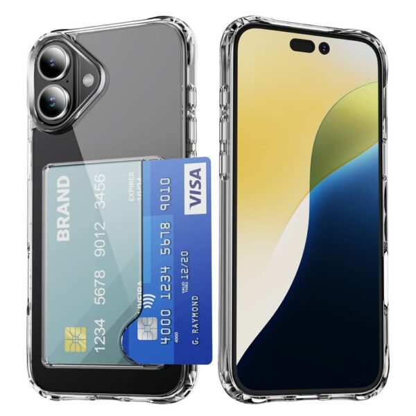 Lunso iPhone 17 TPU Backcover hoesje met kaarthouder - Transparant