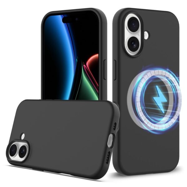 Lunso iPhone 17 hoesje - Flexibel siliconen Backcover met MagSafe - Zwart