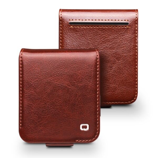 Qialino Samsung Galaxy Z Flip 7 FE / Z Flip6 hoesje - Leren Flipcase - Donkerbruin