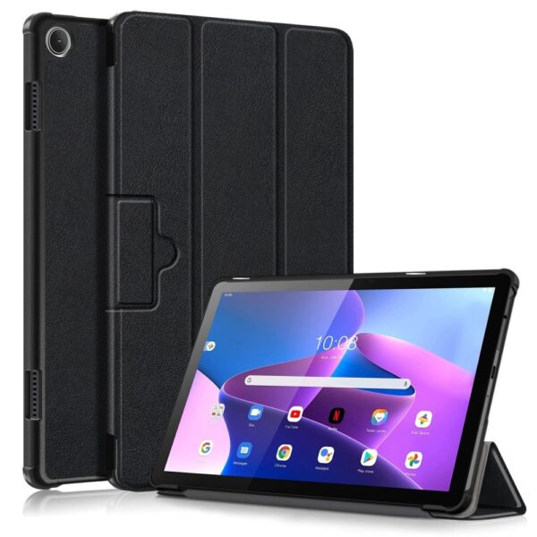 Lunso - Lenovo Tab M10 Gen 3 (3e generatie) - Tri-Fold Bookcase hoes - Zwart