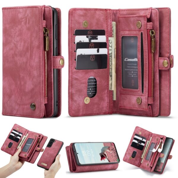 Caseme - Vintage 2 in 1 portemonnee hoes - Samsung Galaxy S21 FE - Rood