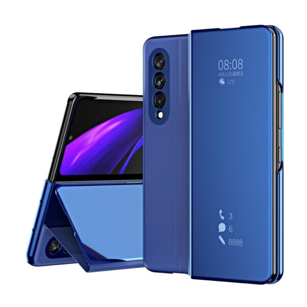 Lunso - Window view cover hoes - Samsung Galaxy Z Fold3 - Blauw