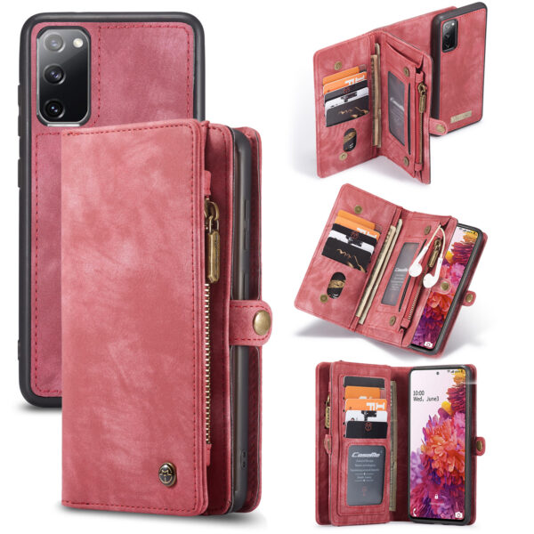 Caseme - vintage 2 in 1 portemonnee hoes - Samsung Galaxy S20 FE- Rood