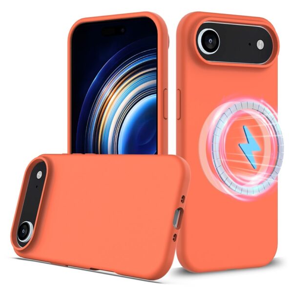 Lunso iPhone 17 Air hoesje - Flexibel siliconen Backcover met MagSafe - Oranje
