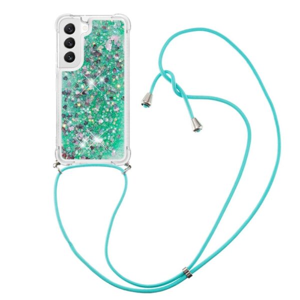 Lunso - Samsung Galaxy S23 Plus - Telefoonhoes met koord - Glitter Groen