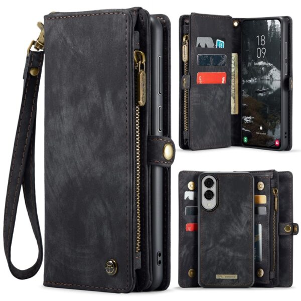 Caseme Samsung Galaxy S25 Edge hoes - Vintage 2 in 1 portemonnee - Zwart
