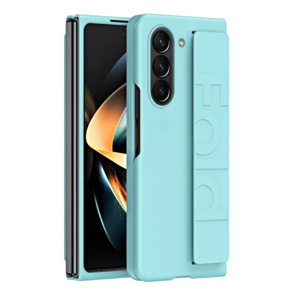 Lunso - Samsung Galaxy Z Fold6 hoes met polsband - wrist strap - Cyaan