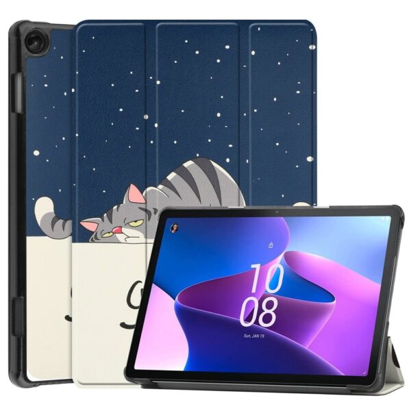 Lunso - Lenovo Tab M10 Gen 3 (3e generatie) - Tri-Fold Bookcase hoes - Lazy Cat