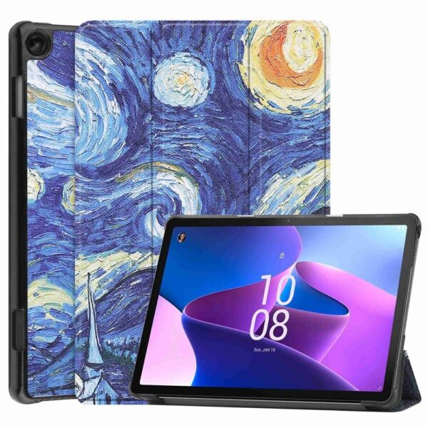 Lunso - Lenovo Tab M10 Gen 3 (3e generatie) - Tri-Fold Bookcase hoes - Van Gogh Sterrennacht