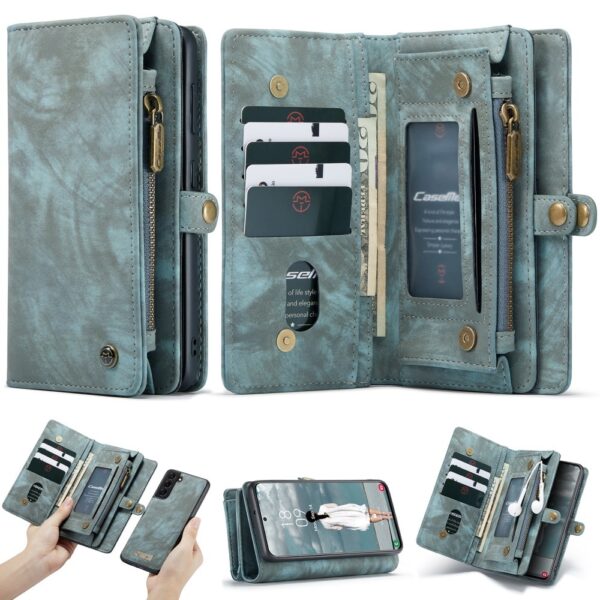 Caseme - Vintage 2 in 1 portemonnee hoes - Samsung Galaxy S21 FE - Blauw