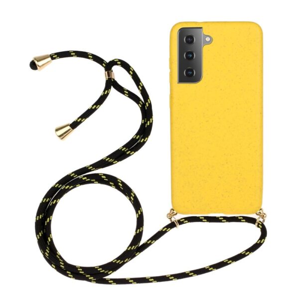 Lunso - Backcover hoes met koord - Samsung Galaxy S21 - Geel