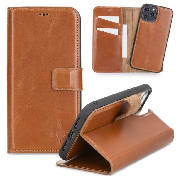 NorthLife - iPhone 12 Pro Max - Lederen Afneembare 2-in-1 bookcase hoes - Cognac