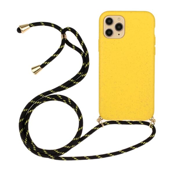 Lunso - Backcover hoes met koord - iPhone 12 / iPhone 12 Pro - Geel