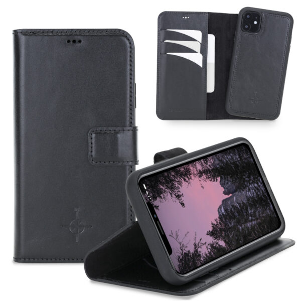 NorthLife - Uitneembare 2-in-1 (RFID) bookcase hoes - iPhone 11 - Burcht Trecht Zwart