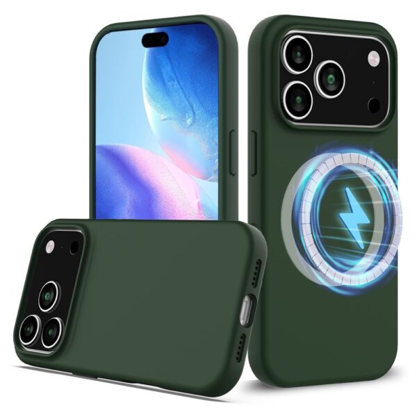 Lunso iPhone 17 Pro Max hoesje - Flexibel siliconen Backcover met MagSafe - Groen