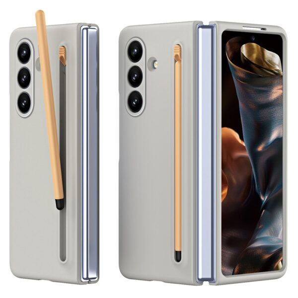 Lunso Samsung Galaxy Z Fold 7 backcover hoes met Stylus & screenprotector - Lichtgrijs