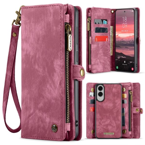 Caseme Samsung Galaxy S25 Edge hoes - Vintage 2 in 1 portemonnee - Rood