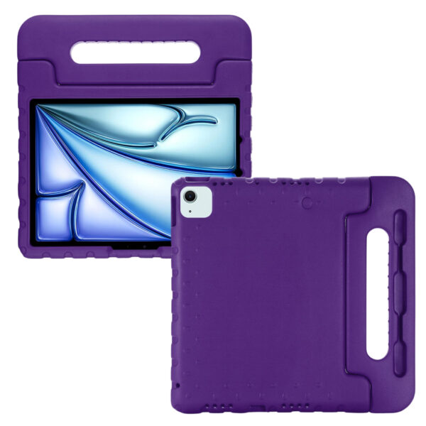 Lunso iPad Air 11 inch (2024/2025) - EVA Schokbestendige Kinderhoes met handvat - Paars