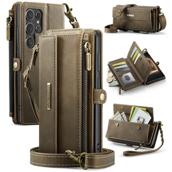 Caseme Samsung Galaxy S25 Ultra hoesje - portemonnee tasje - Bruin