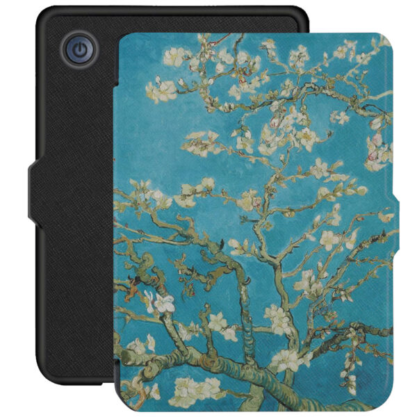 Lunso - Kobo Clara 2E hoes (6 inch) - Vegan Saffiano Leren sleep cover - Van Gogh Amandelbloesem