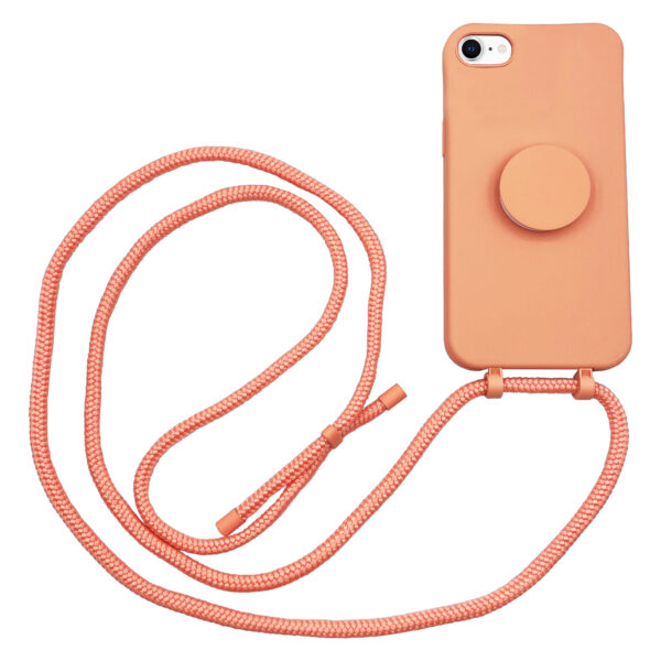 Høyde - iPhone SE (2022 / 2020) / 8 / 7 / 6(s) - Telefoonhoes met koord + Socket houder - Oranje