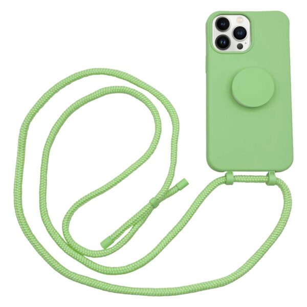 Høyde - iPhone 13 Pro - Telefoonhoes met koord + Socket houder - Lime Groen
