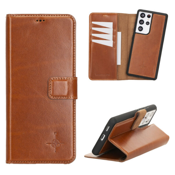 NorthLife - Samsung Galaxy S21 Ultra - Lederen Afneembare 2-in-1 bookcase hoes - Cognac